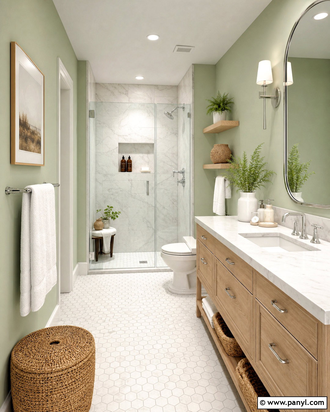 Light Green Bathroom Walls With White Marble - 20 light green walls