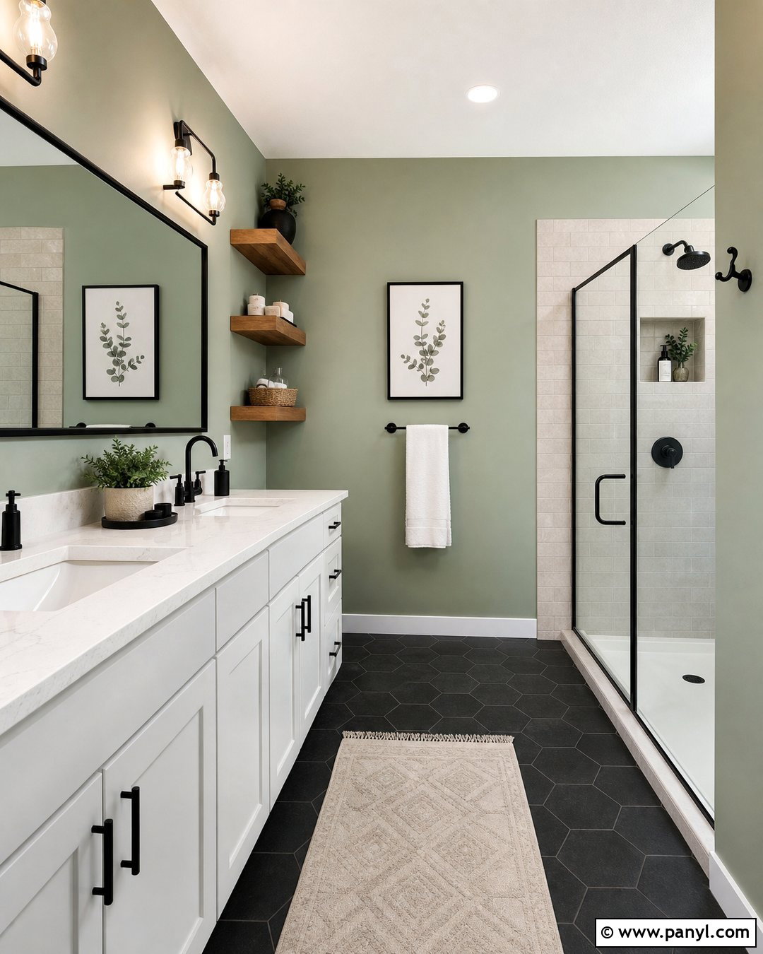 Light Green Bathroom With Black Accents - 30 light green wall color ideas