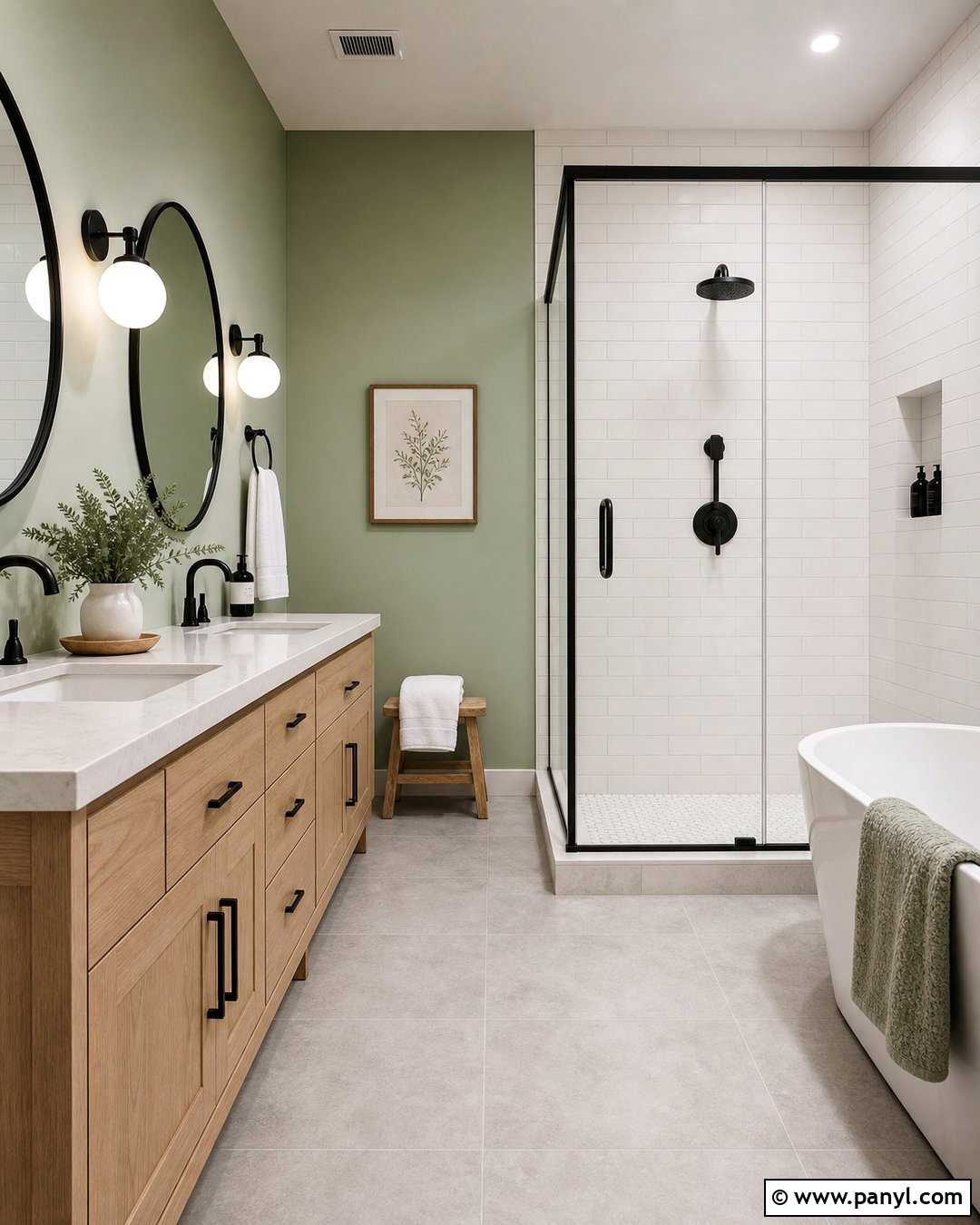 Light Green Bathroom With Black Fixtures - 35 light green wall paint ideas