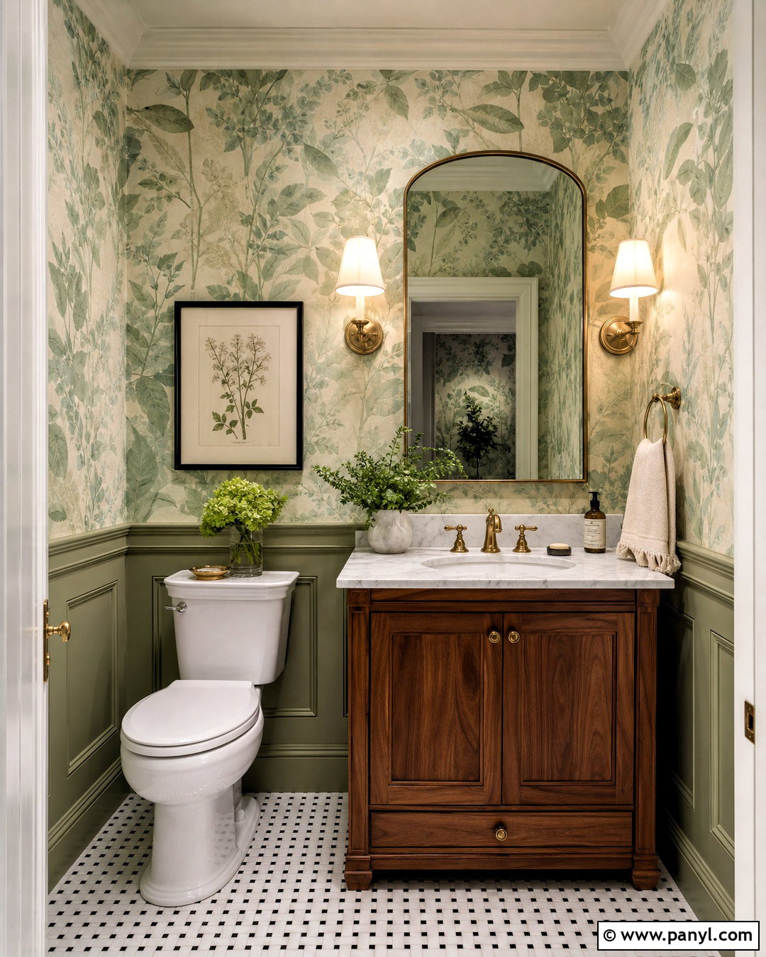 Light Green Bathroom With Botanical Wallpaper - 20 light green bathroom ideas