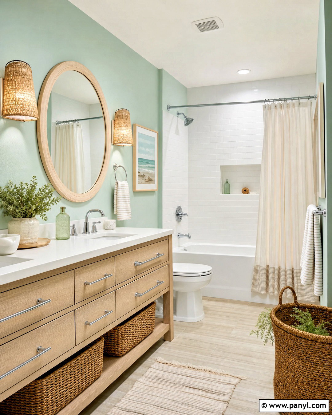 Light Green Bathroom With Coastal Decor - 20 light green bathroom ideas