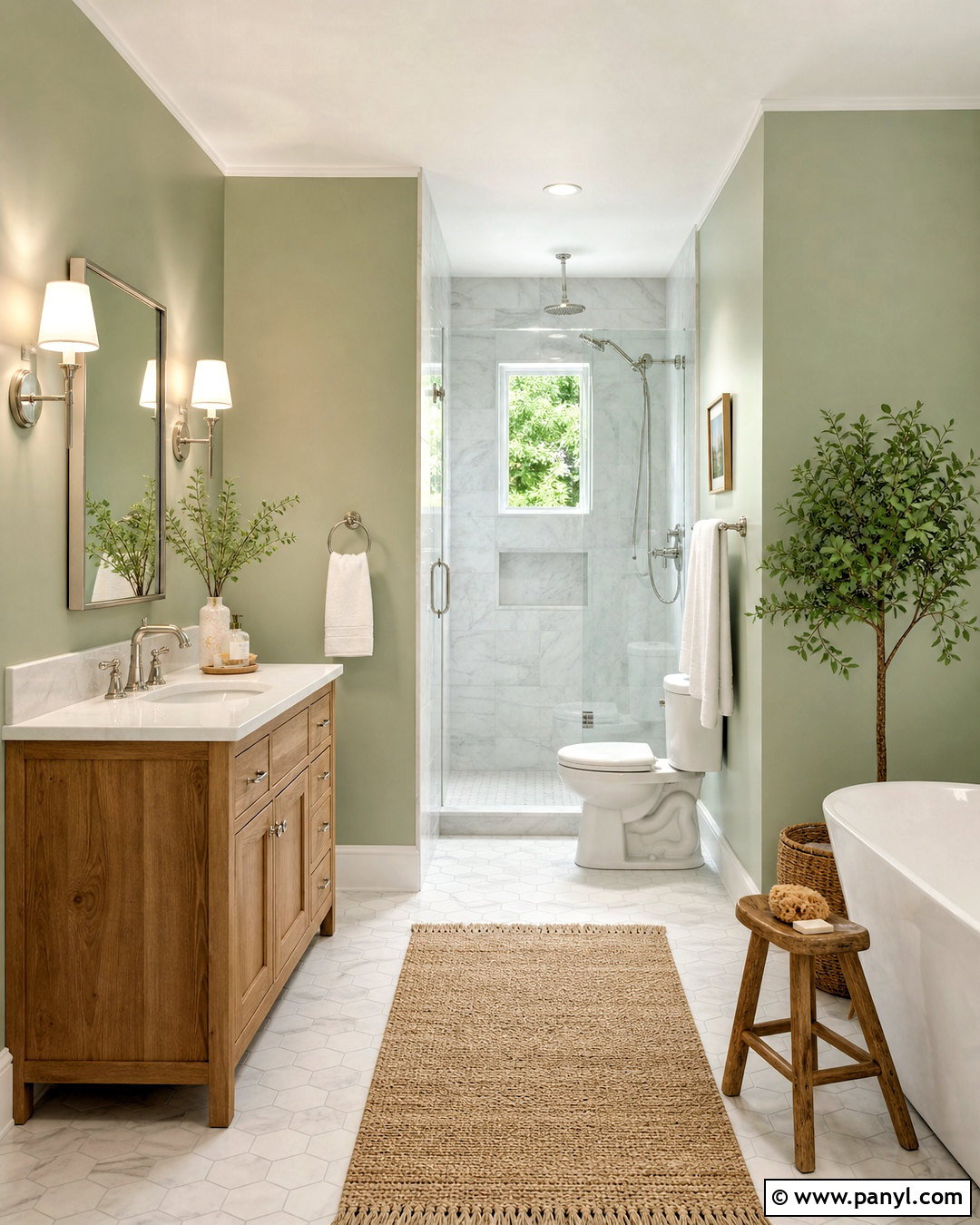 Light Green Bathroom With Marble Tile - 20 light green interior ideas