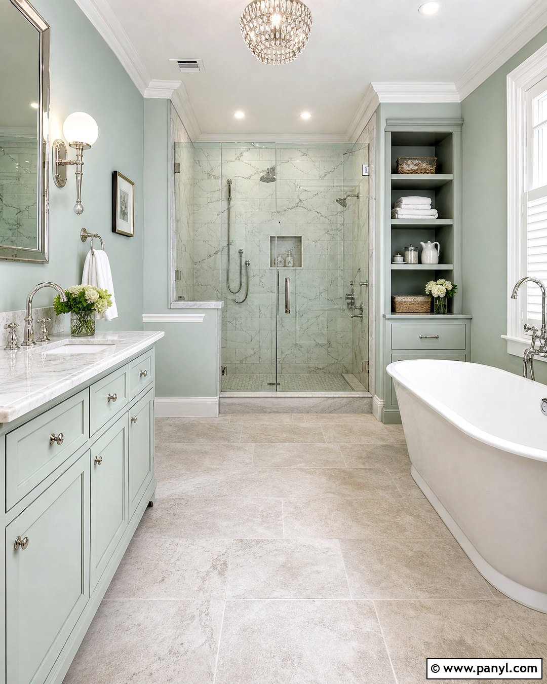 Light Green Bathroom With Marble Tile - 20 light green bathroom ideas
