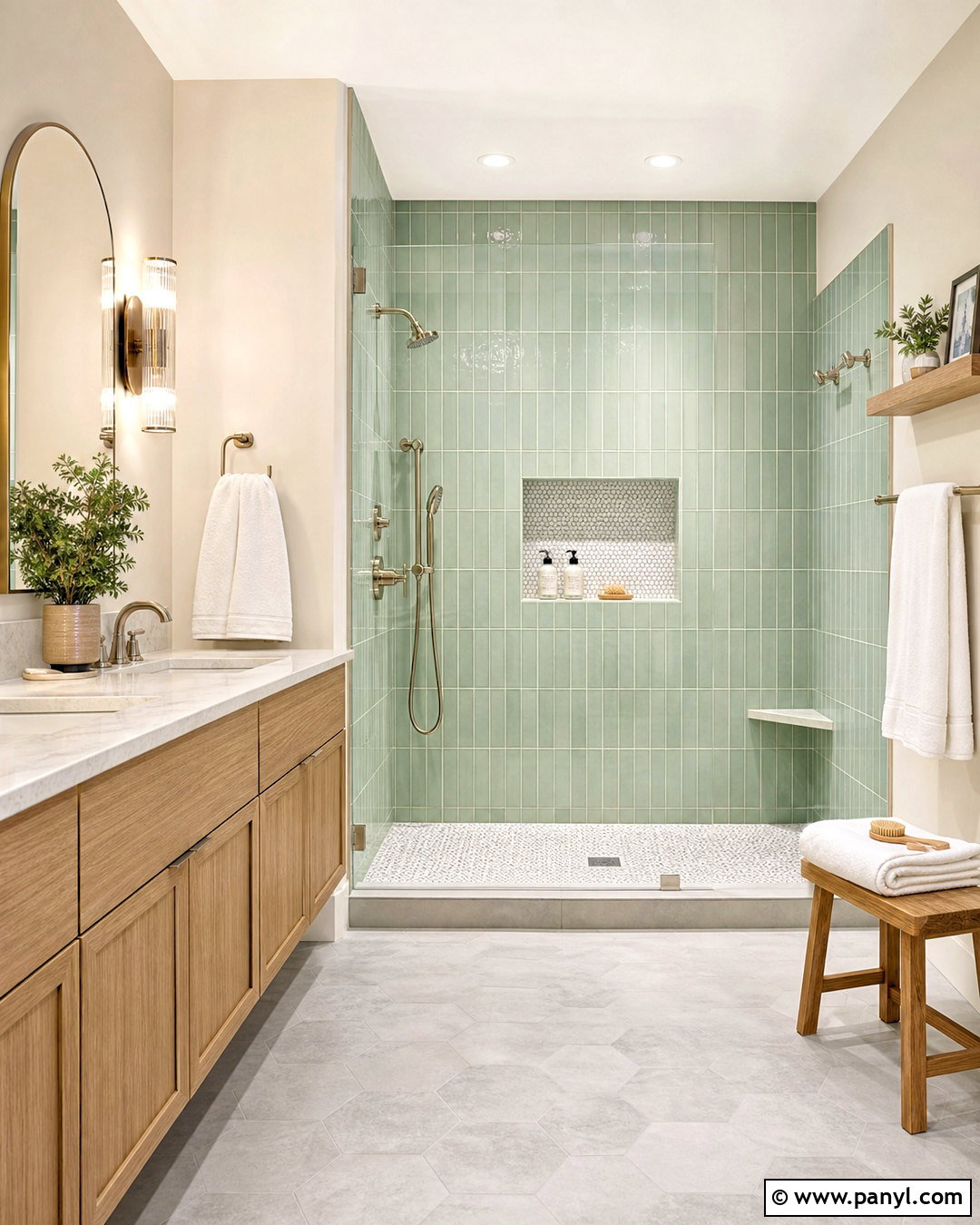 Light Green Bathroom With Walk-In Shower - 20 light green bathroom ideas