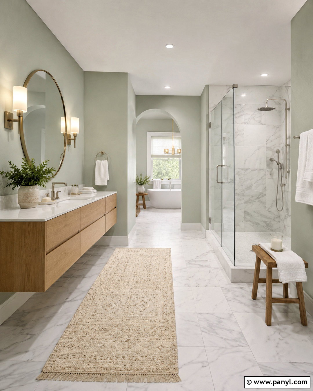 Light Green Bathroom With White Marble - 20 light green rooms