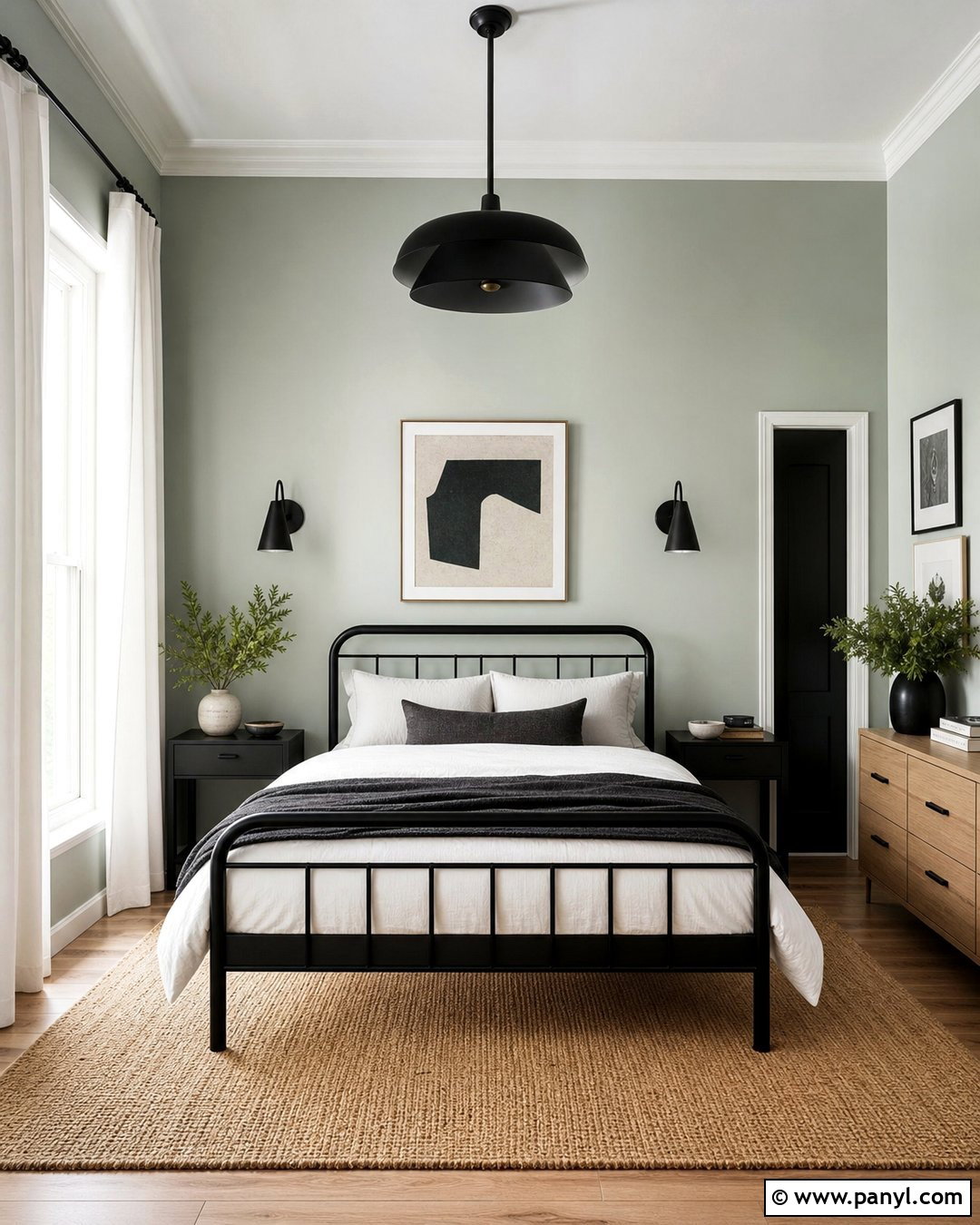 Light Green Bedroom With Black Furniture - 35 light green wall paint ideas