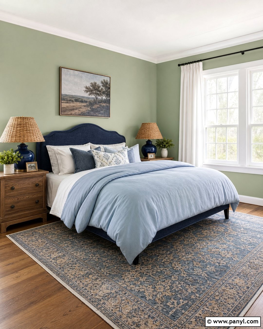 Light Green Bedroom With Blue Accents - 35 light green wall paint ideas