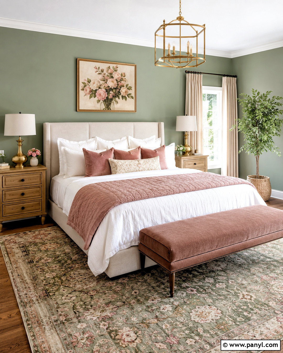 Light Green Bedroom With Blush Accents - 20 light green rooms