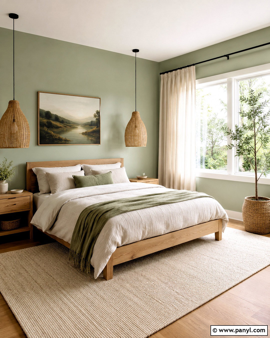 Light Green Bedroom With Natural Wood - 20 light green room ideas