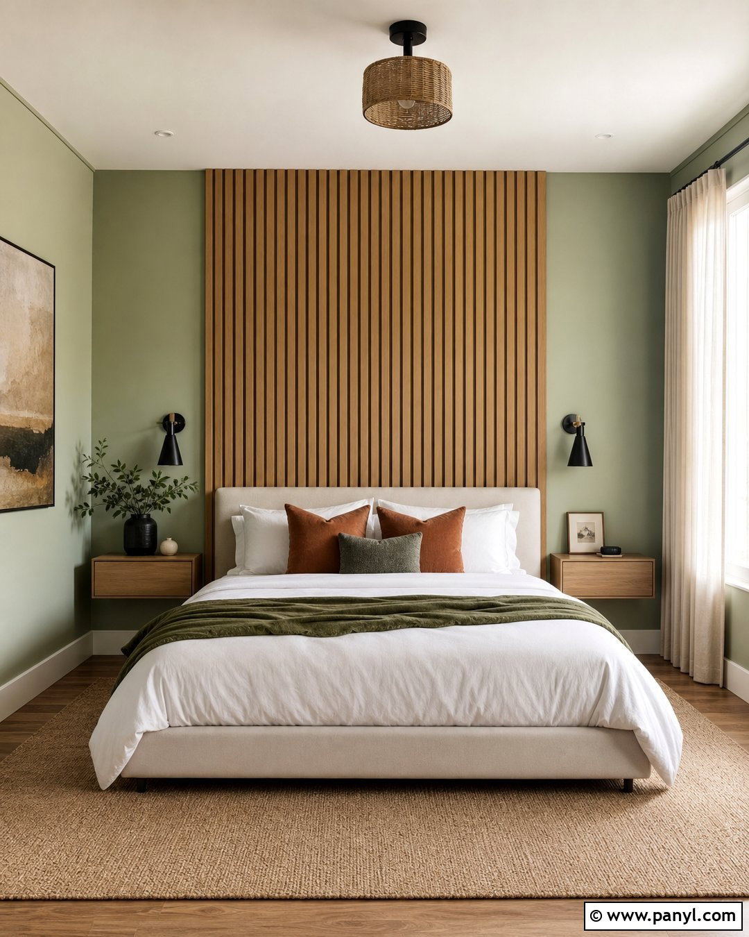 Light Green Bedroom With Wood Paneling - 35 light green wall paint ideas