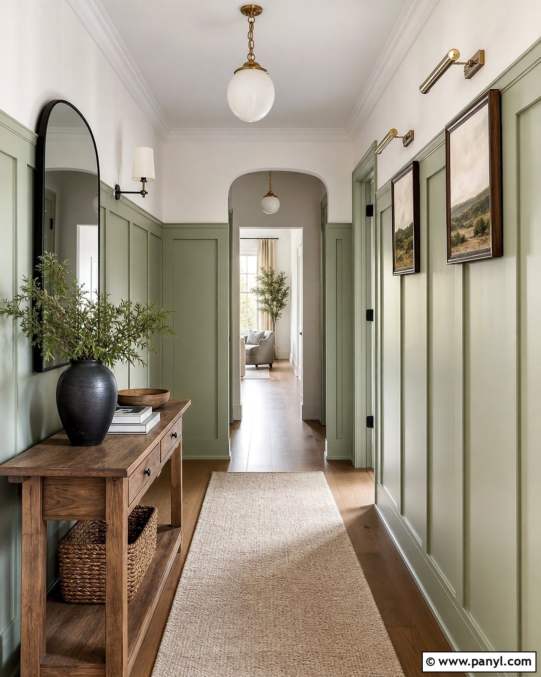 Light Green Board And Batten Hallway - 30 light green wall color ideas