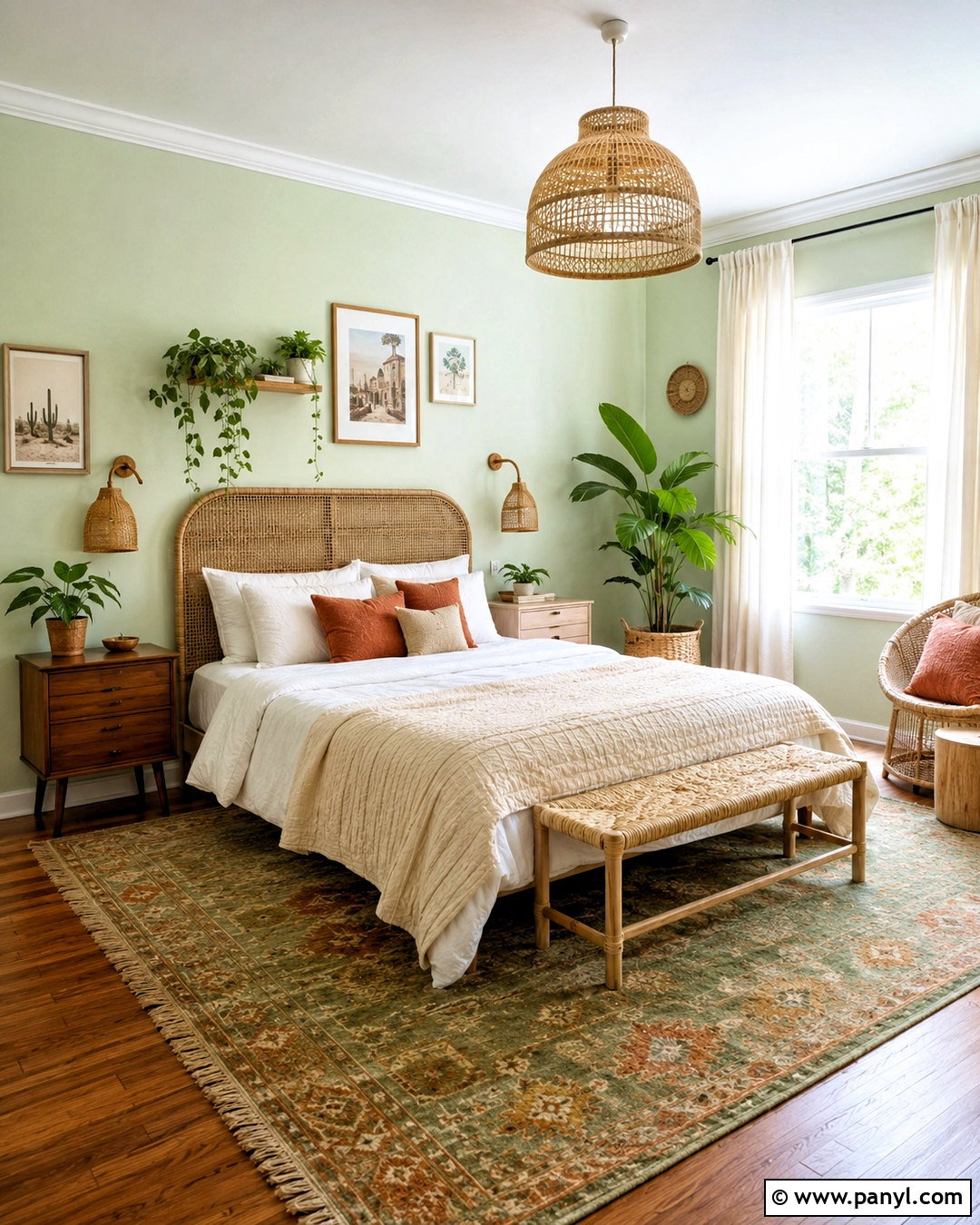 Light Green Boho Bedroom - 20 light green room ideas