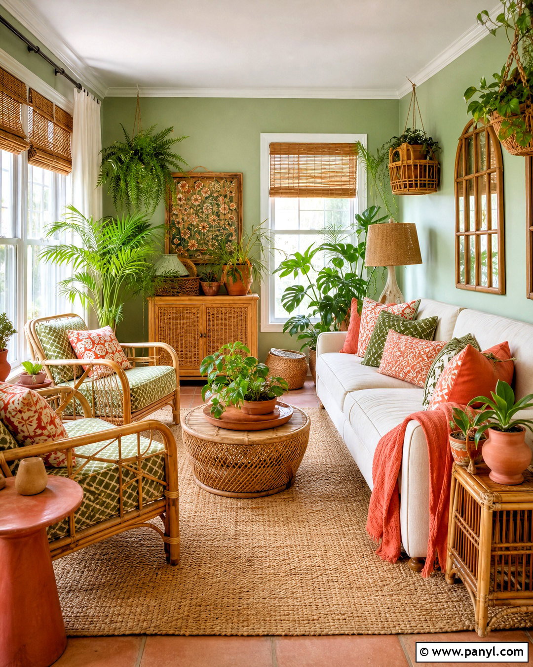Light Green Boho Sunroom Walls - 20 light green walls
