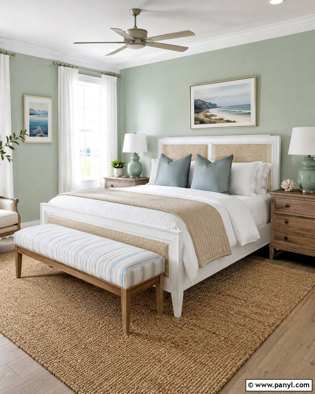 Light Green Coastal Bedroom - 20 light green room ideas