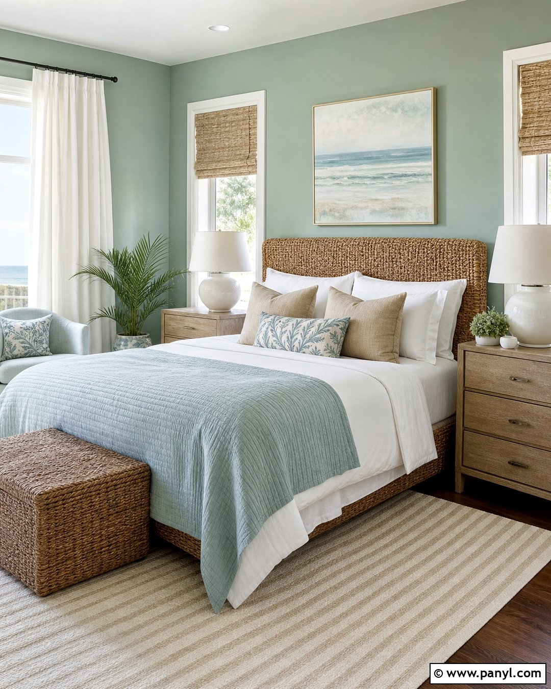 Light Green Coastal Bedroom - 30 light green wall color ideas