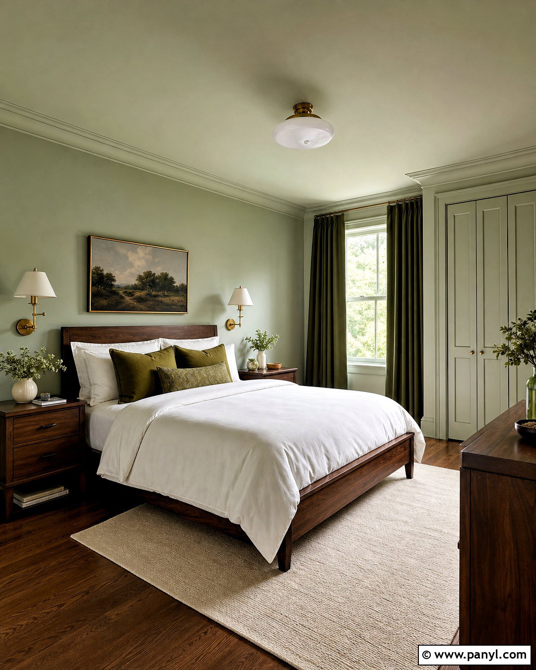 Light Green Color Drenched Bedroom - 20 light green walls bedroom ideas