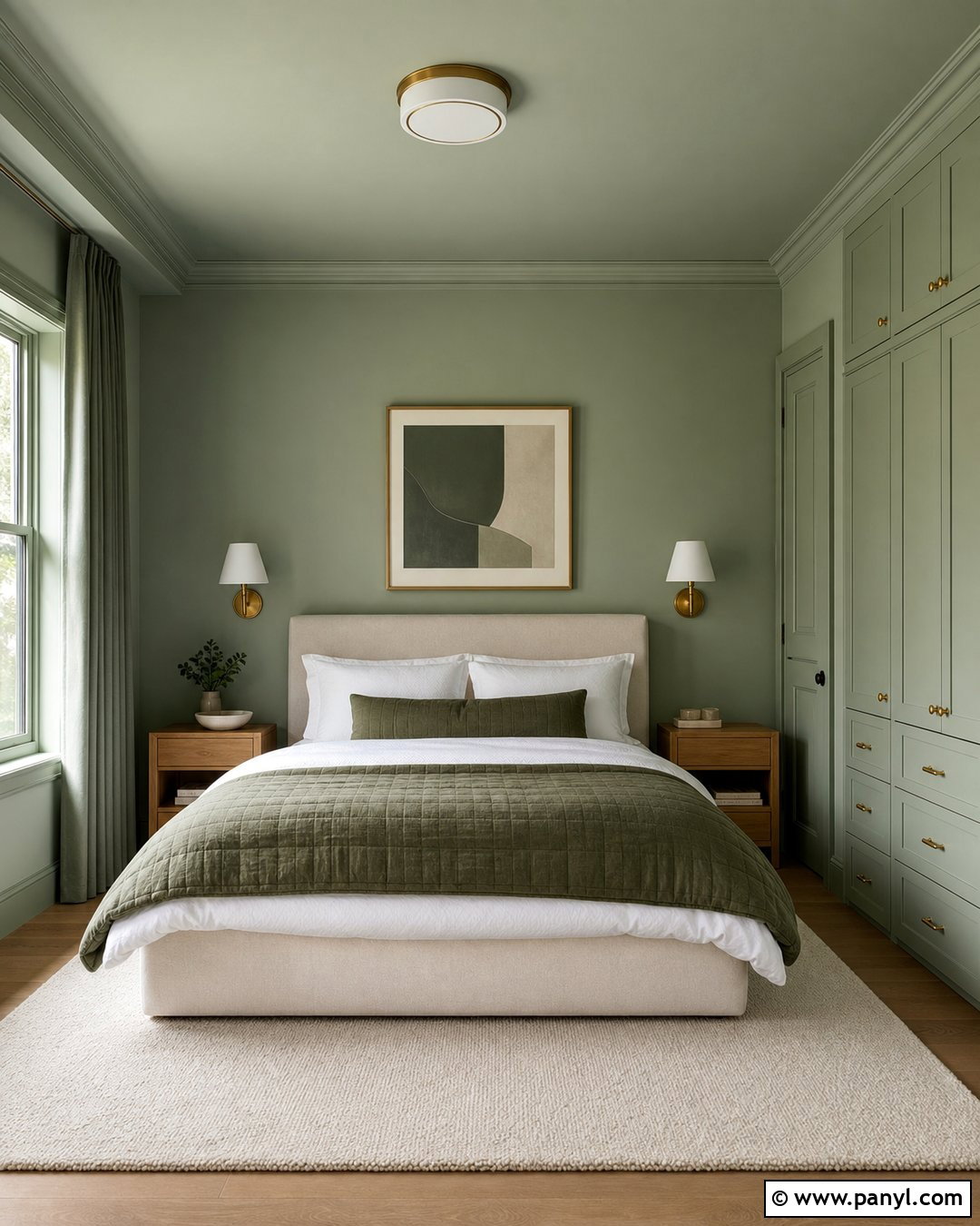 Light Green Color Drenched Bedroom - 30 light green wall color ideas