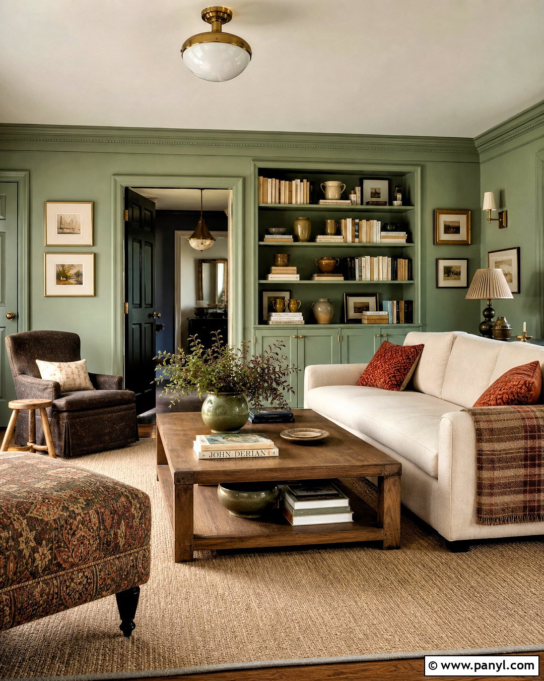Light Green Color Drenched Living Room - 20 light green walls living room ideas