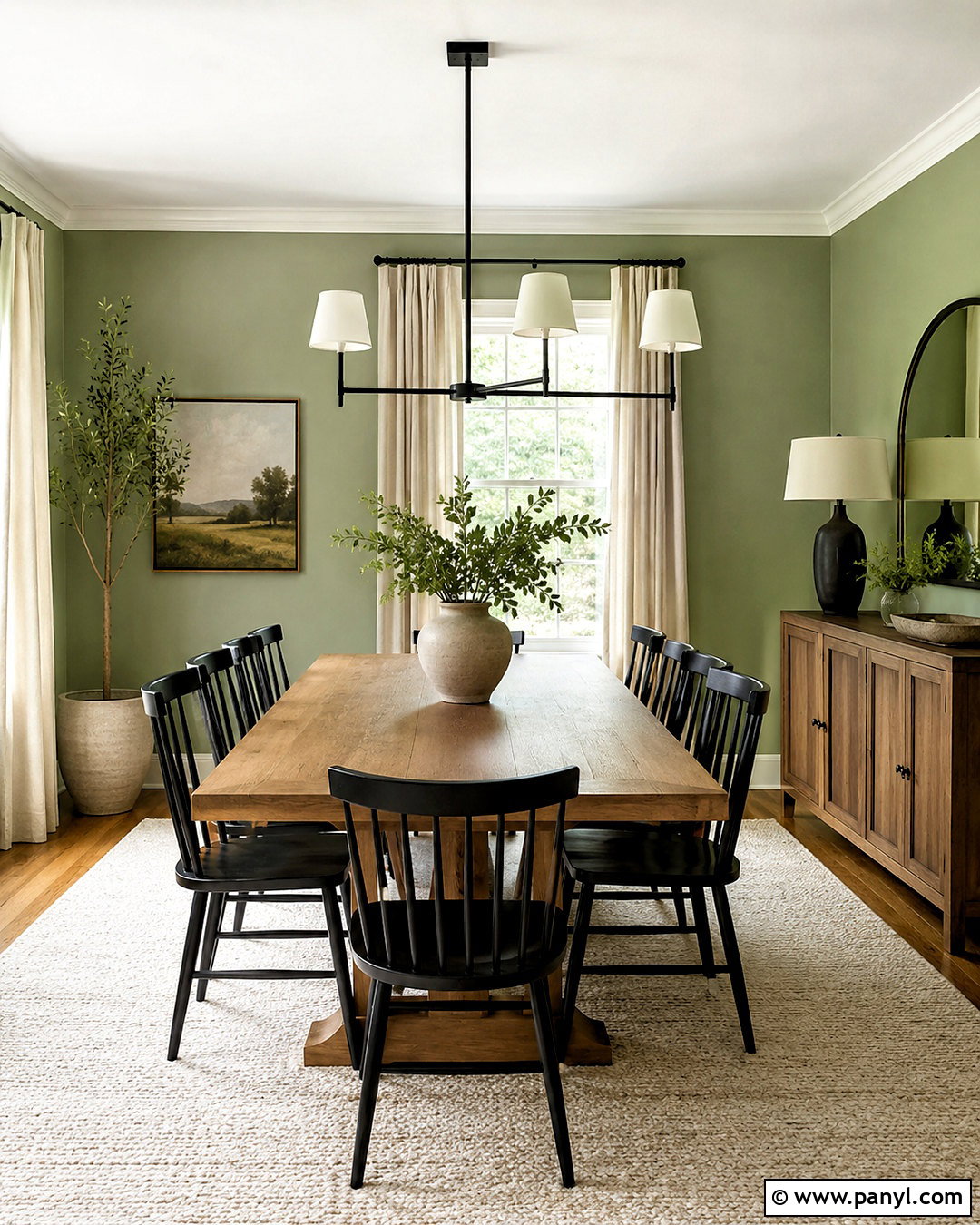 Light Green Dining Room With Black Accents - 20 light green rooms
