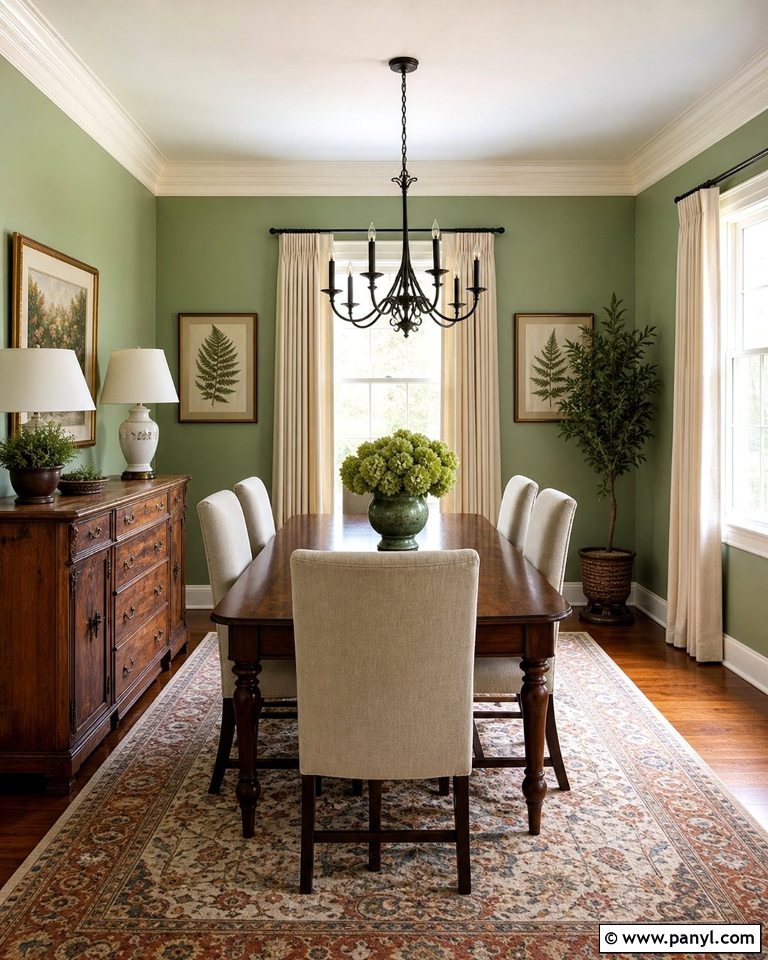 Light Green Dining Room With Dark Wood - 35 light green wall paint ideas