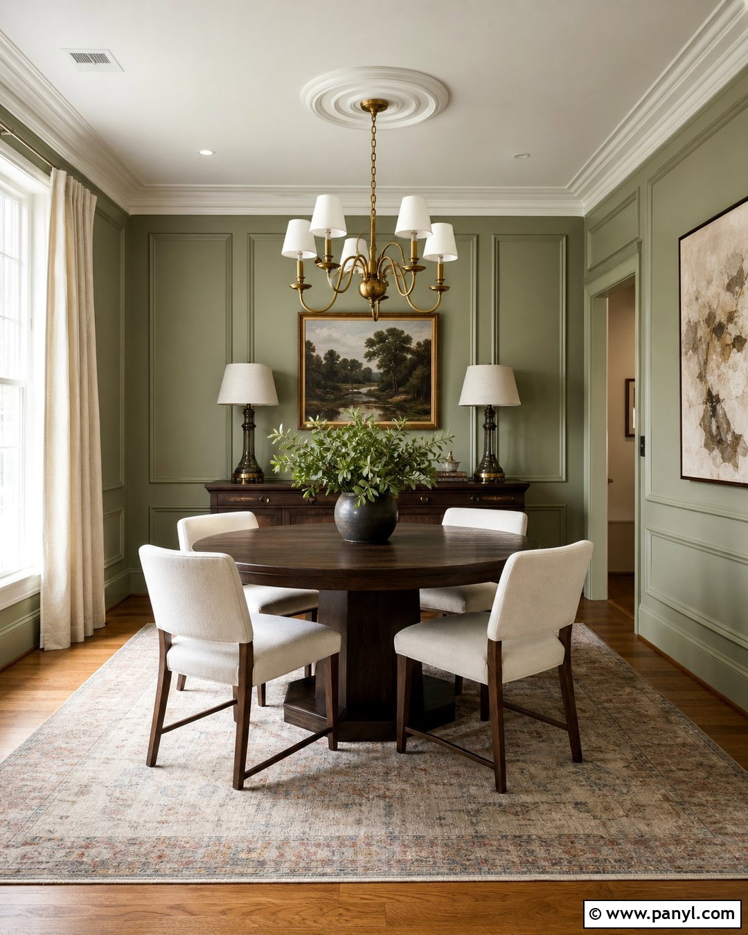 Light Green Dining Room With Wall Molding - 35 light green wall paint ideas