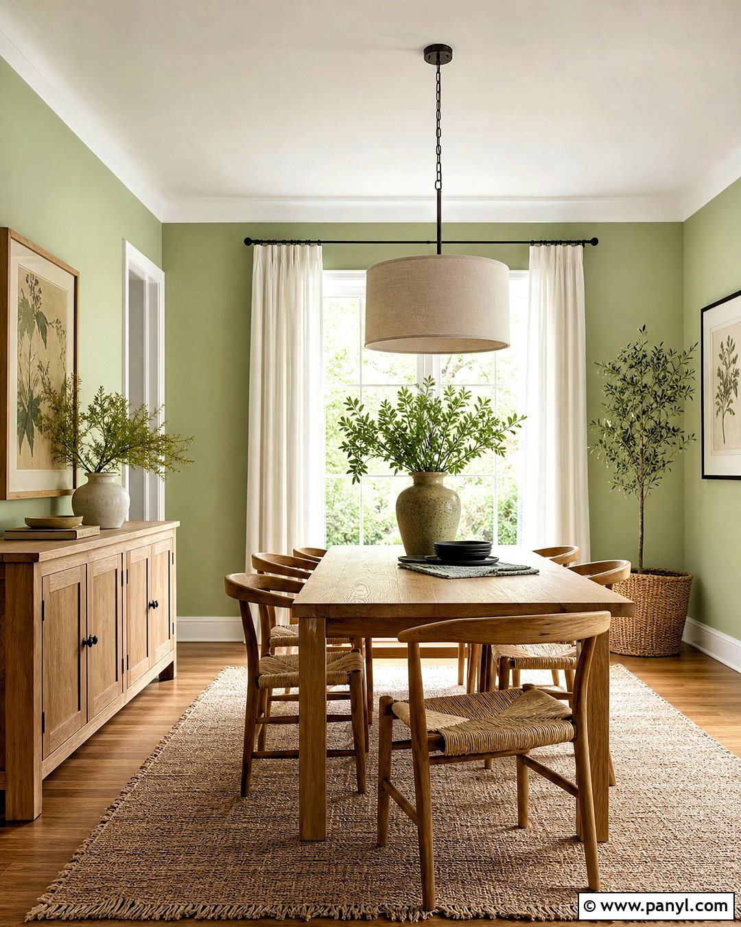 Light Green Dining Room With Wood Table - 20 light green interior ideas