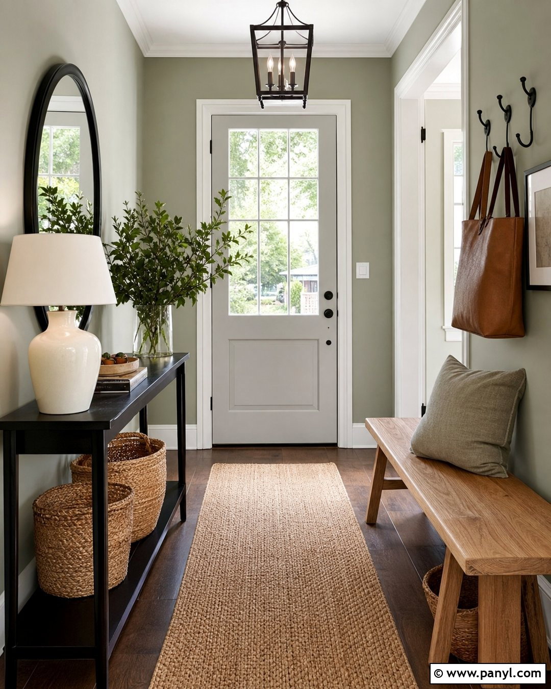 Light Green Entryway With Black Accents - 35 light green wall paint ideas