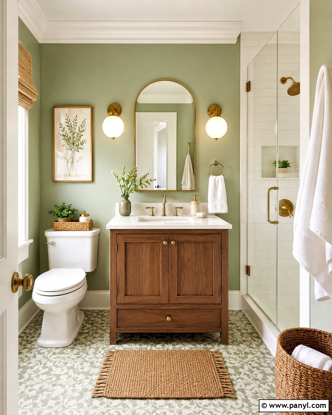Light Green Guest Bathroom With Patterned Tile - 20 light green rooms