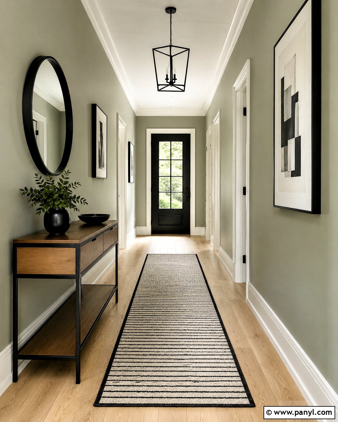 Light Green Hallway With Black Accents - 20 light green hallway ideas