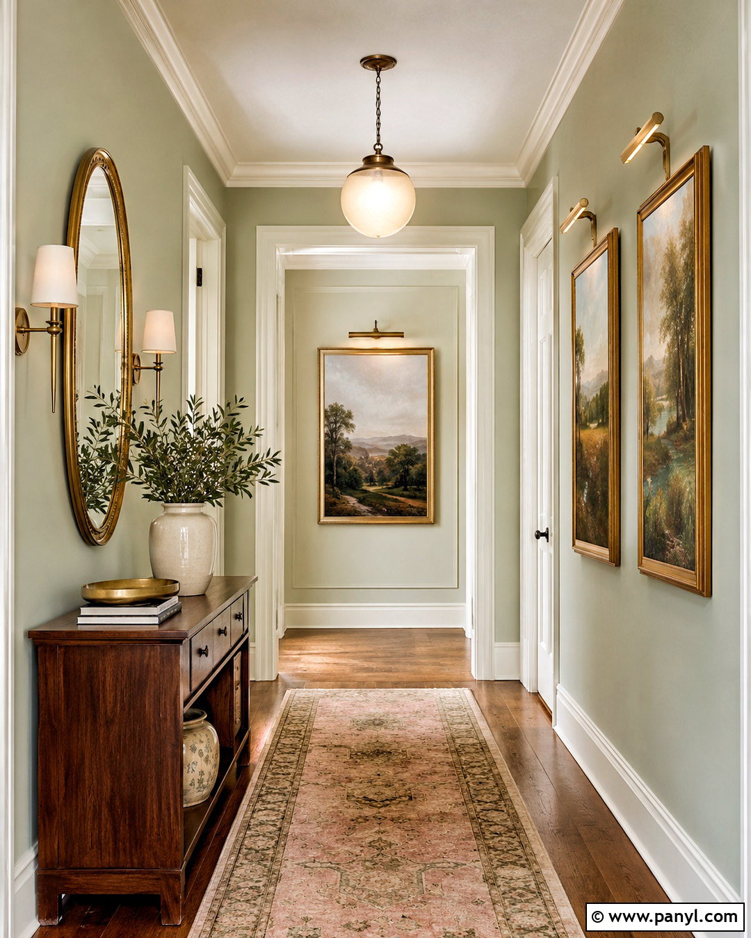 Light Green Hallway With Brass Accents - 20 light green hallway ideas