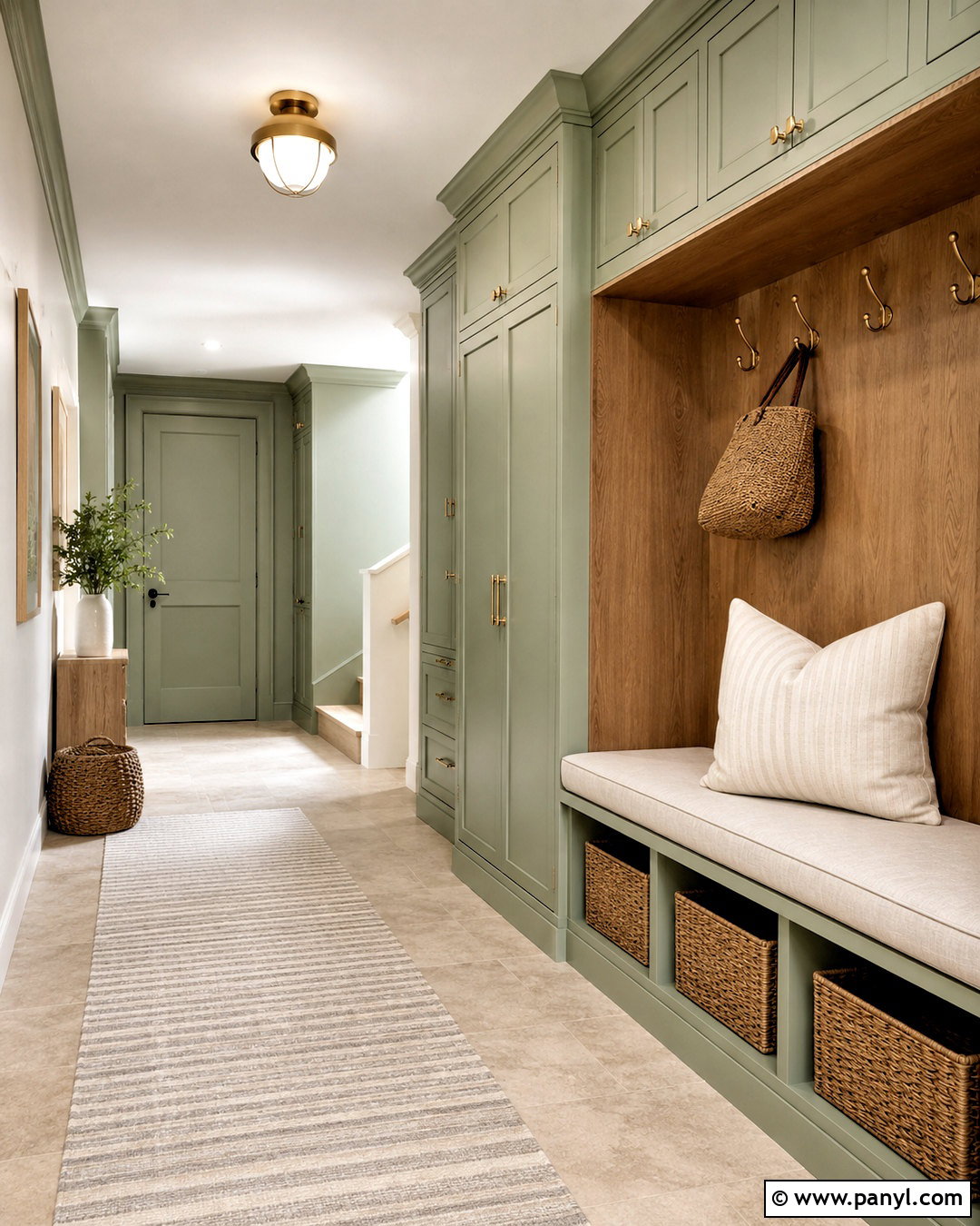 Light Green Hallway With Built In Storage - 20 light green hallway ideas
