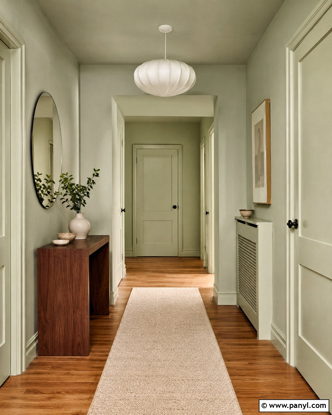 Light Green Hallway With Color Drenching - 20 light green hallway ideas