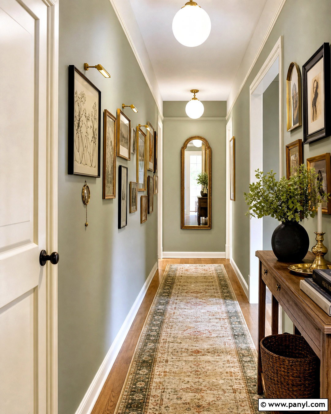 Light Green Hallway With Gallery Wall - 20 light green interior ideas