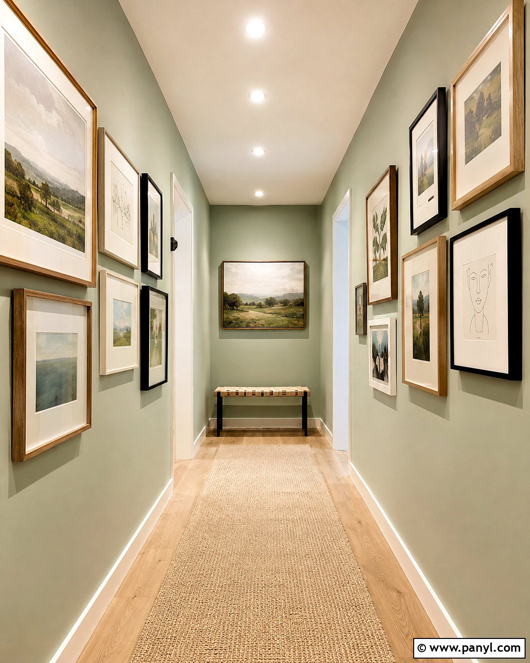 Light Green Hallway With Gallery Wall - 20 light green hallway ideas