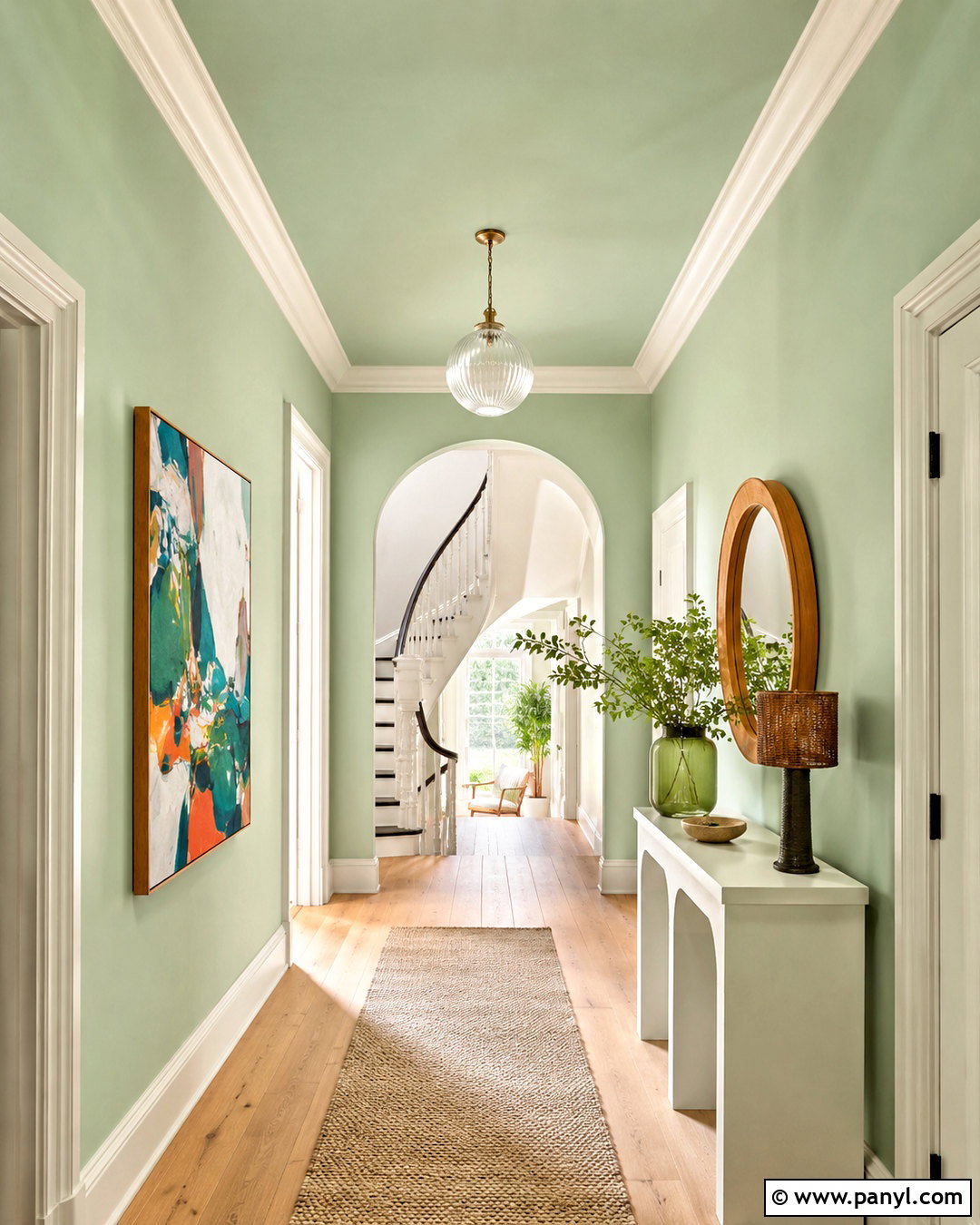 Light Green Hallway With Painted Ceiling - 20 light green hallway ideas