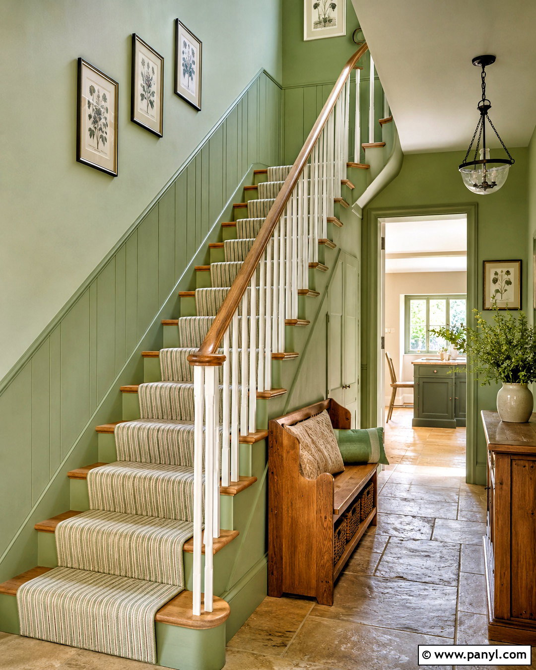 Light Green Hallway With Staircase - 20 light green hallway ideas