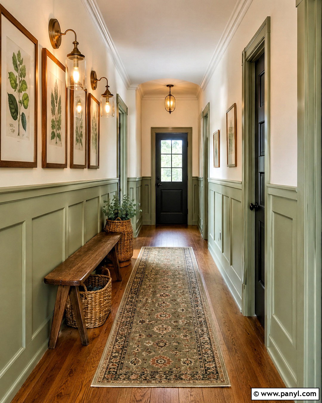 Light Green Hallway With Wall Paneling - 20 light green hallway ideas