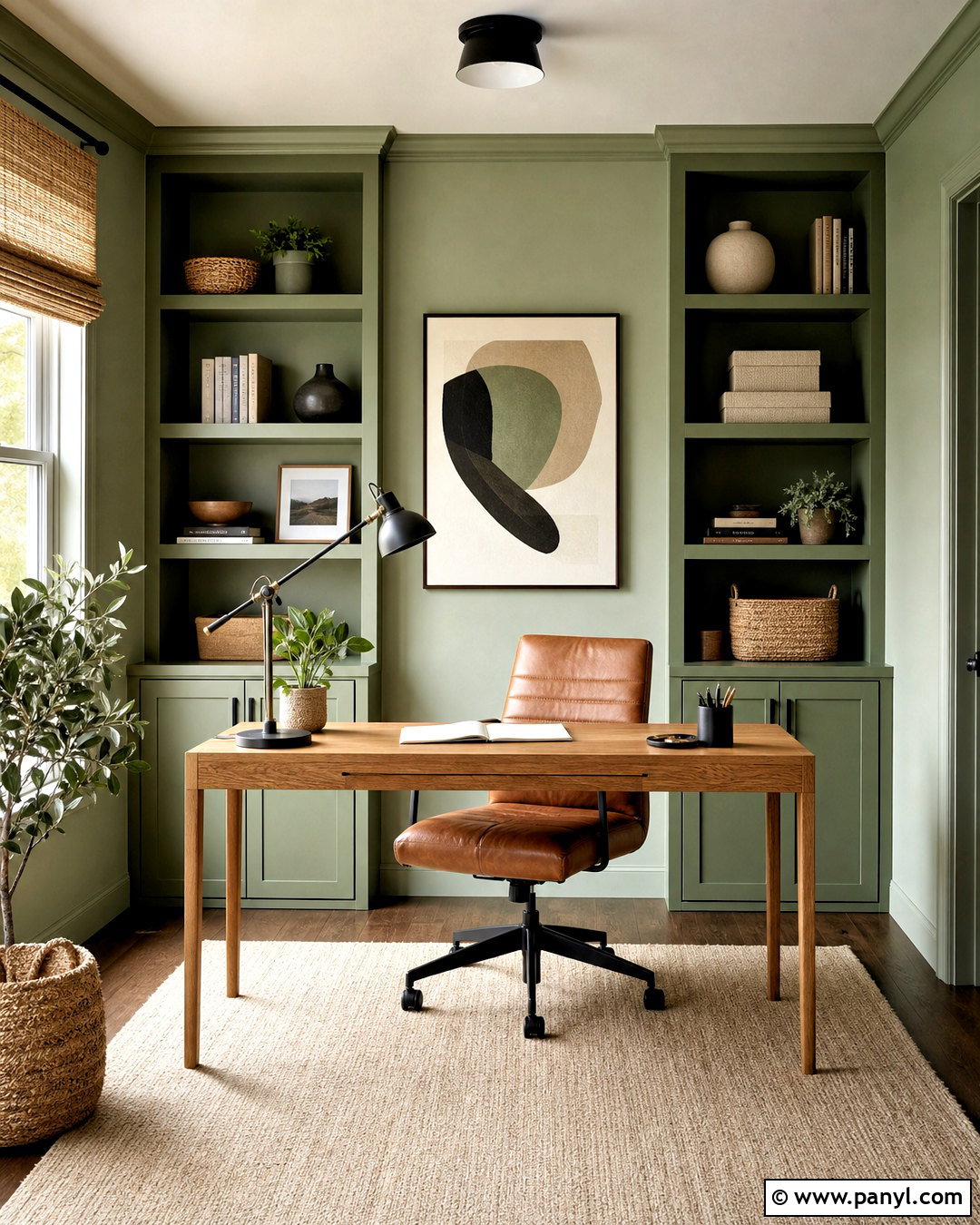 Light Green Home Office - 20 green painted rooms