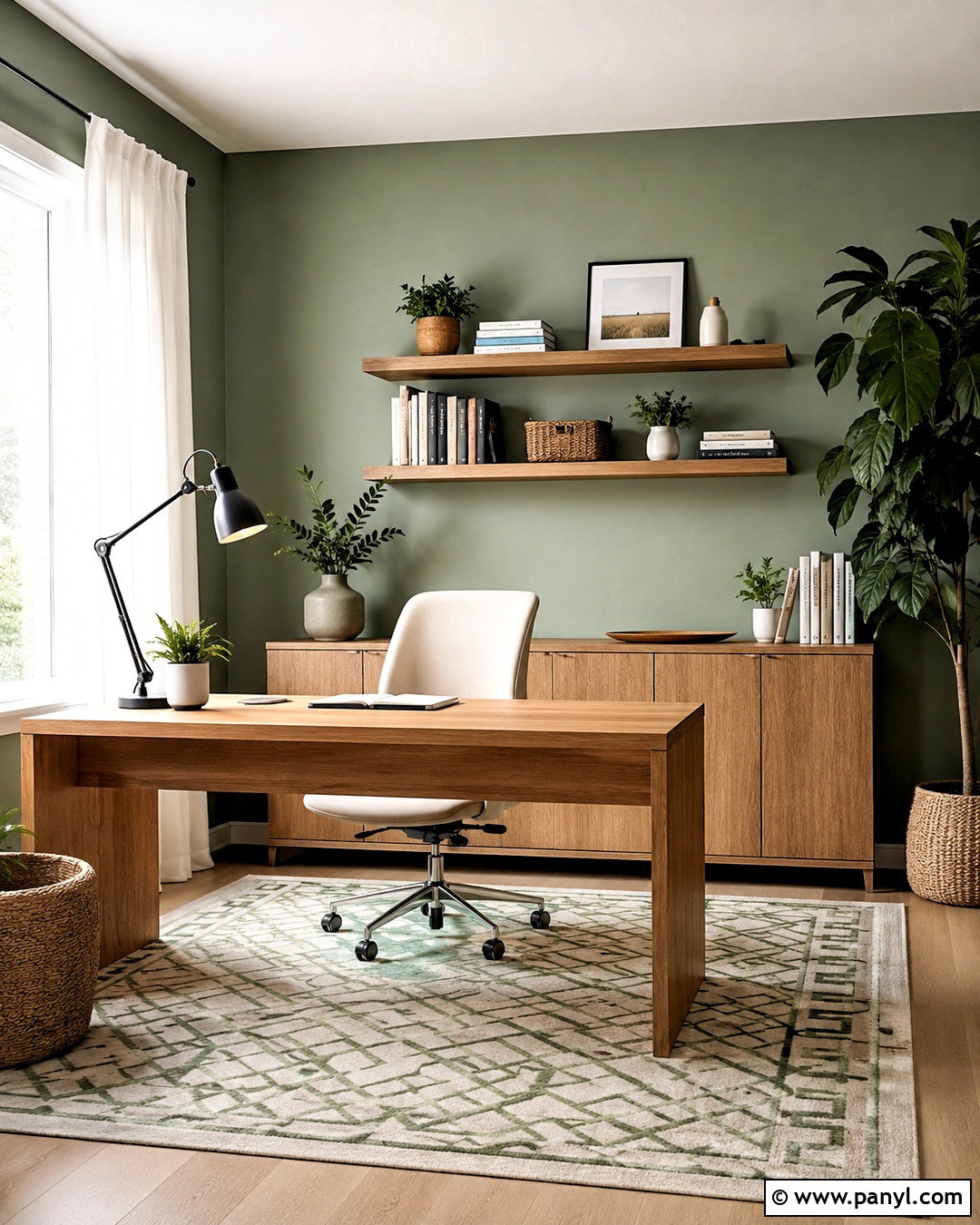 Light Green Home Office With Oak Storage - 20 light green rooms