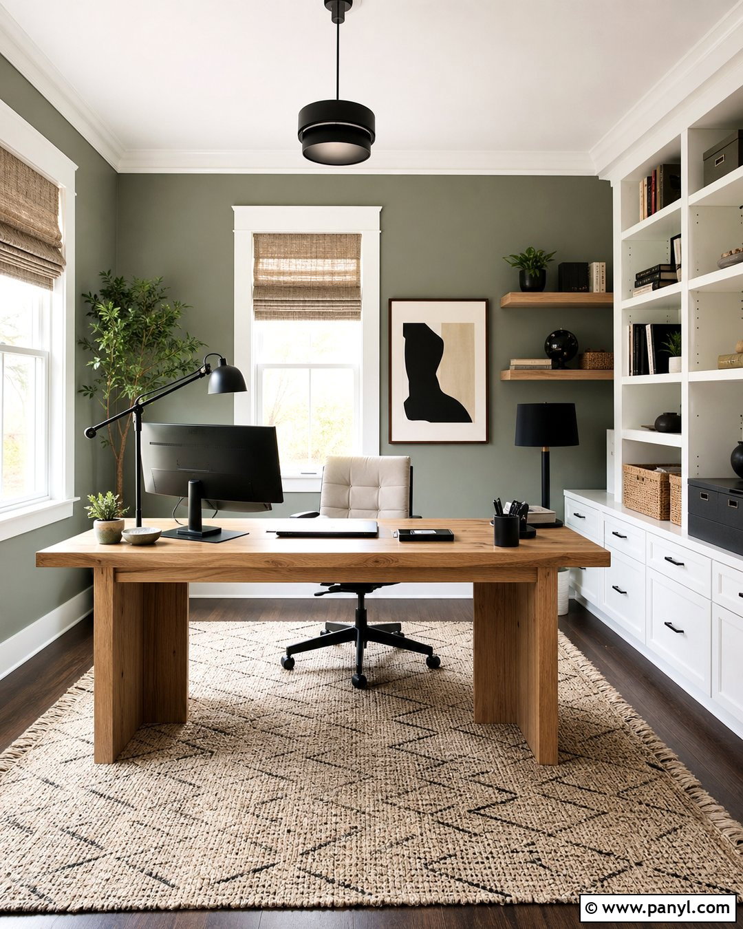 Light Green Home Office - 35 light green wall paint ideas