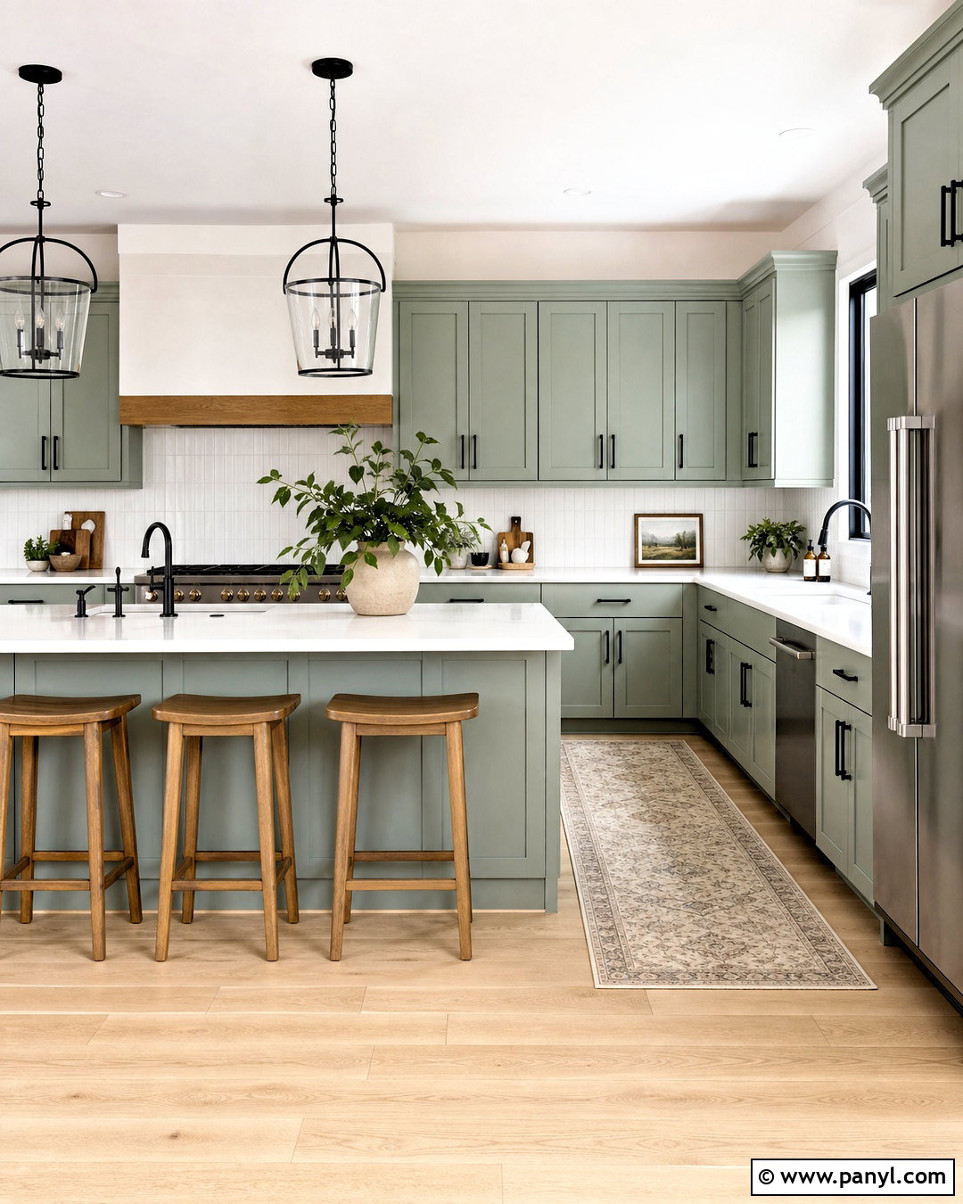 Light Green Kitchen Cabinets With Black Hardware - 20 green kitchen cabinets