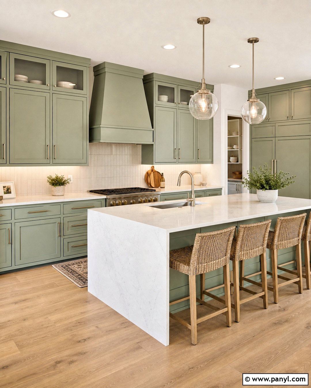 Light Green Kitchen With A Matching Island - 20 light green kitchen ideas
