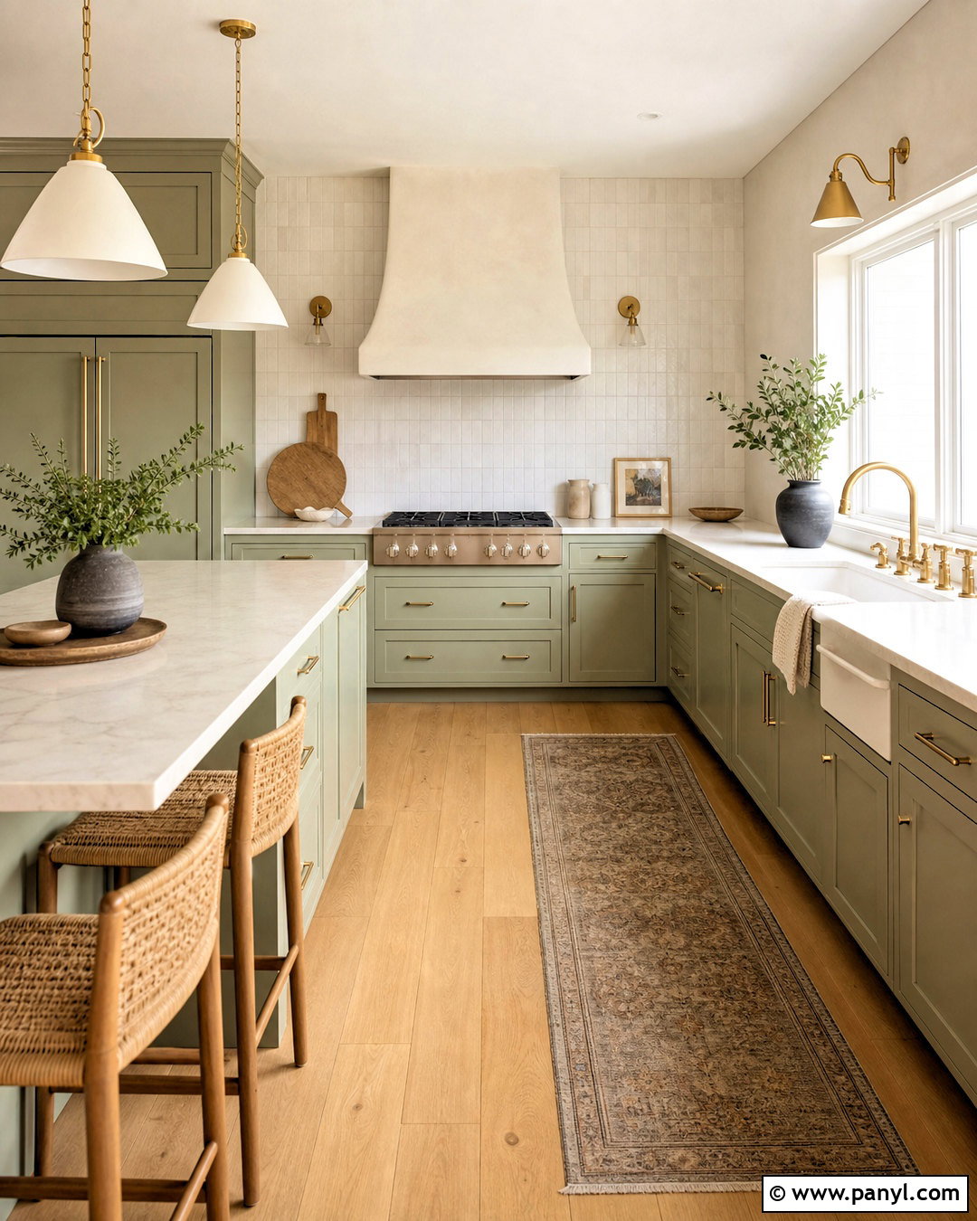 Light Green Kitchen With Brass Hardware - 20 light green kitchen ideas