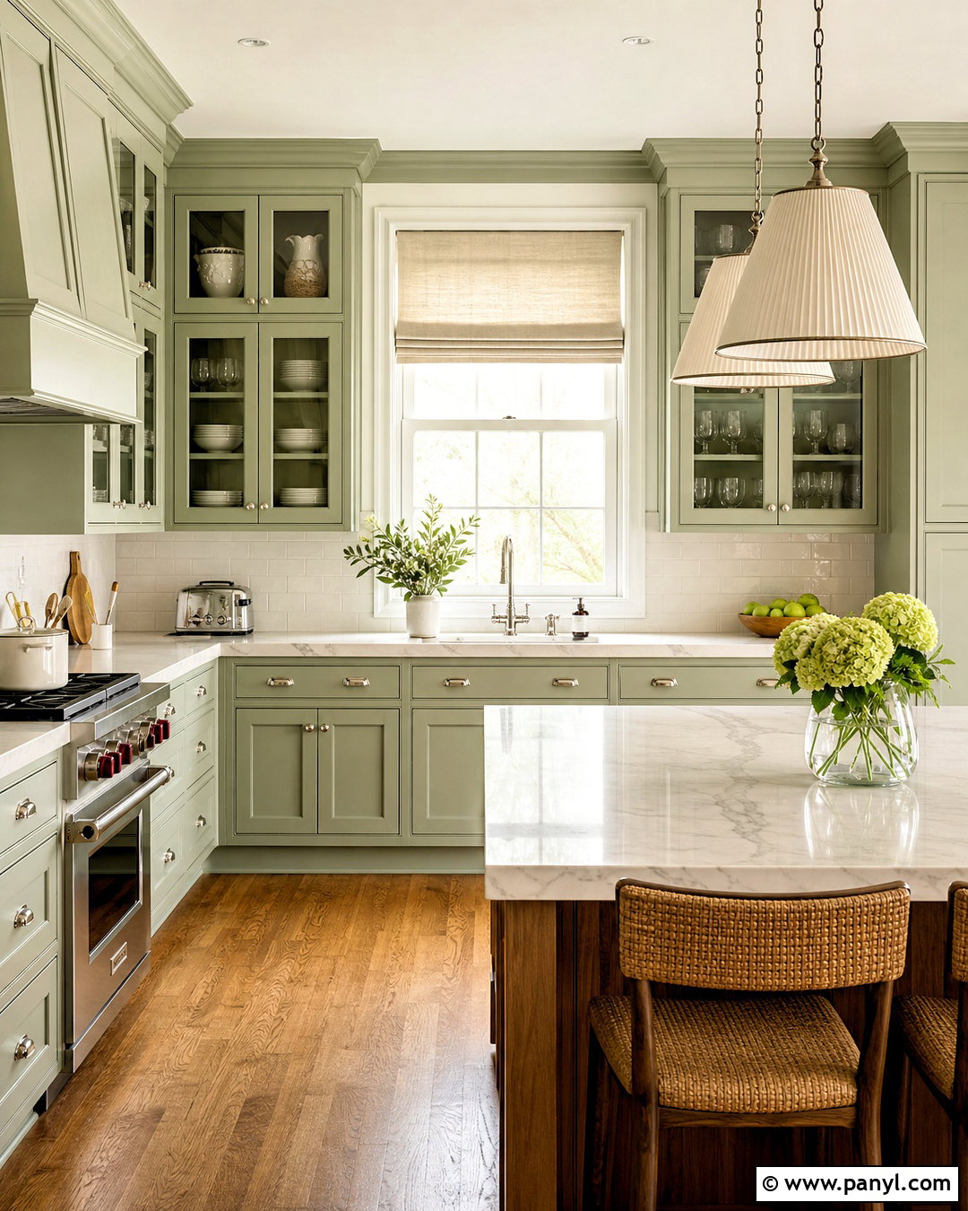 Light Green Kitchen With Glass Front Cabinets - 20 light green kitchen ideas