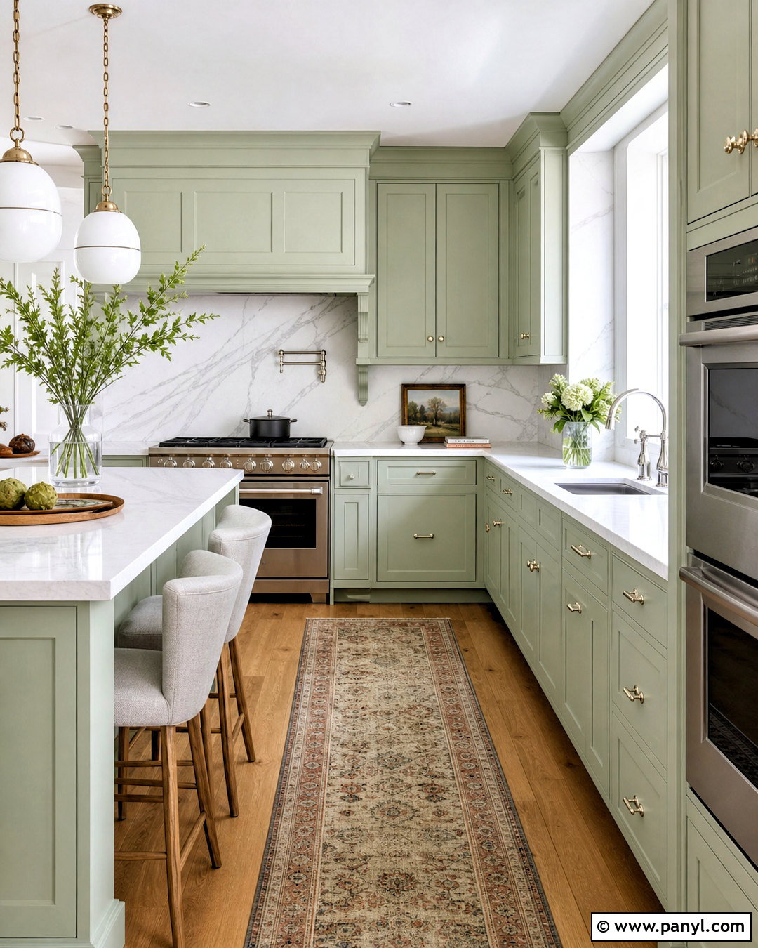 Light Green Kitchen With Marble Backsplash - 20 light green kitchen ideas