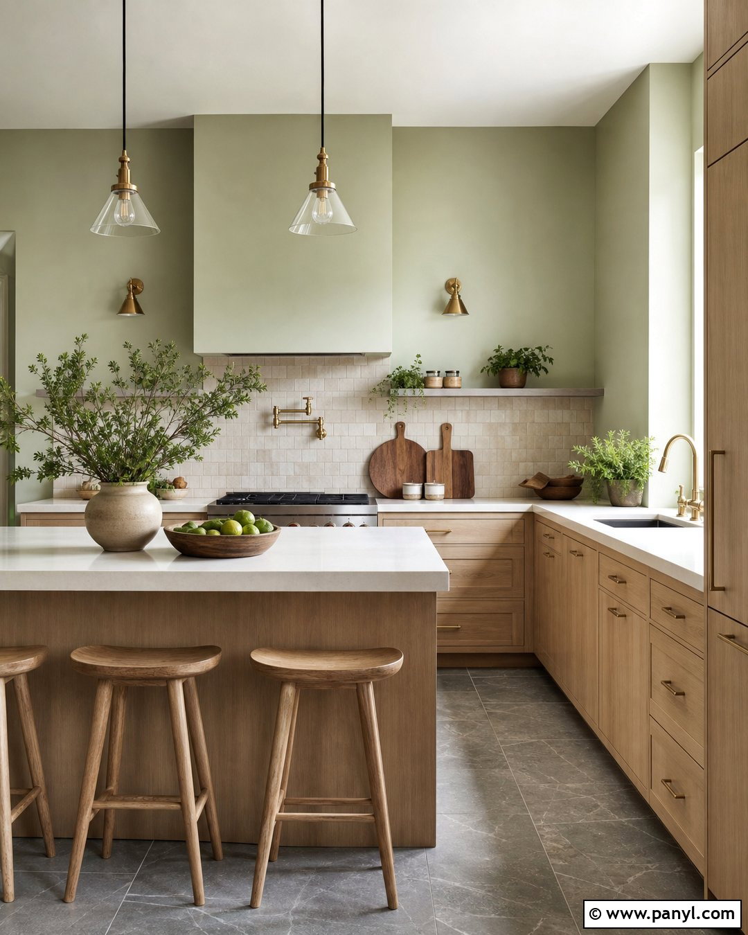 Light Green Kitchen With Natural Wood - 30 light green wall color ideas