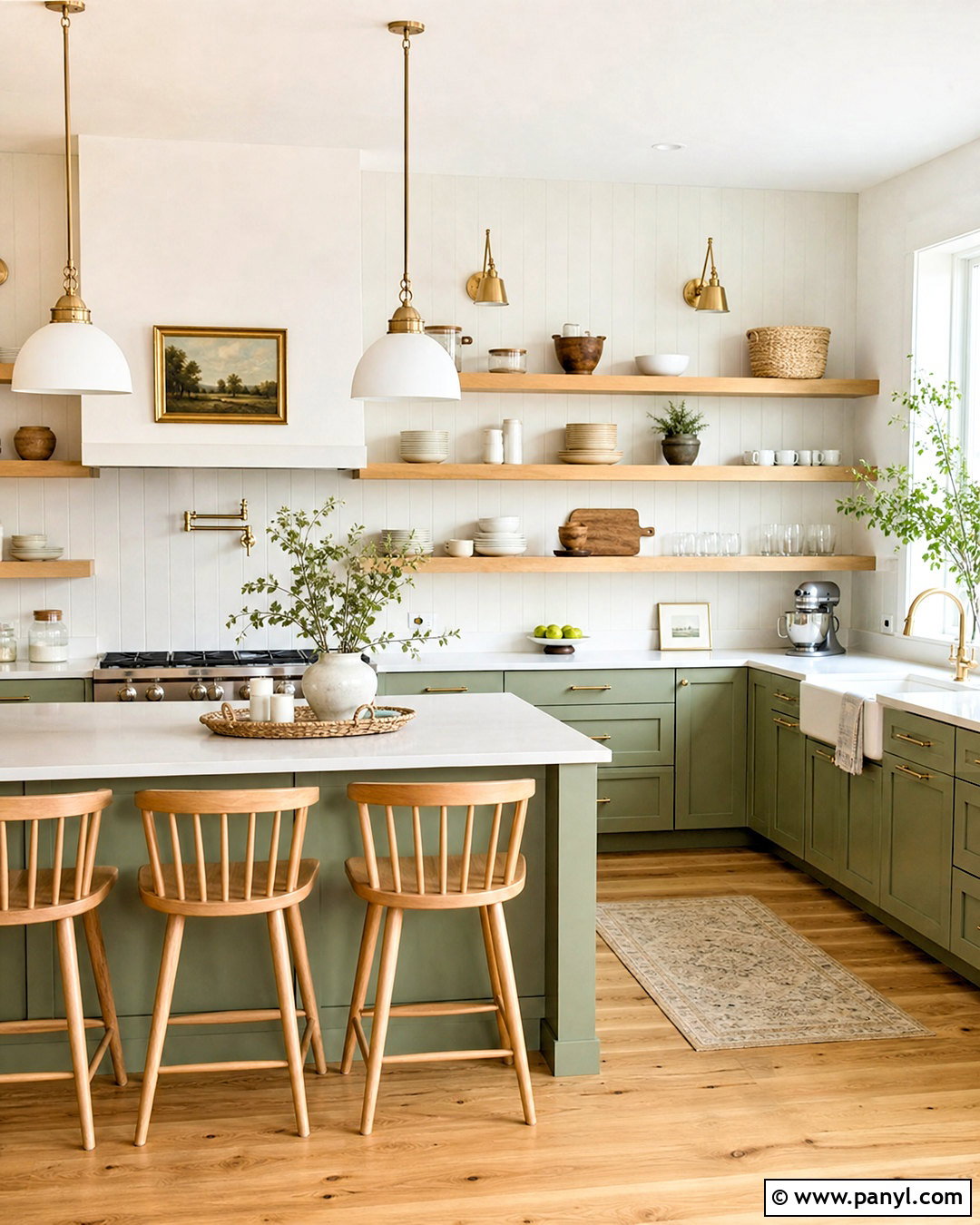 Light Green Kitchen With Open Shelving - 20 light green kitchen ideas
