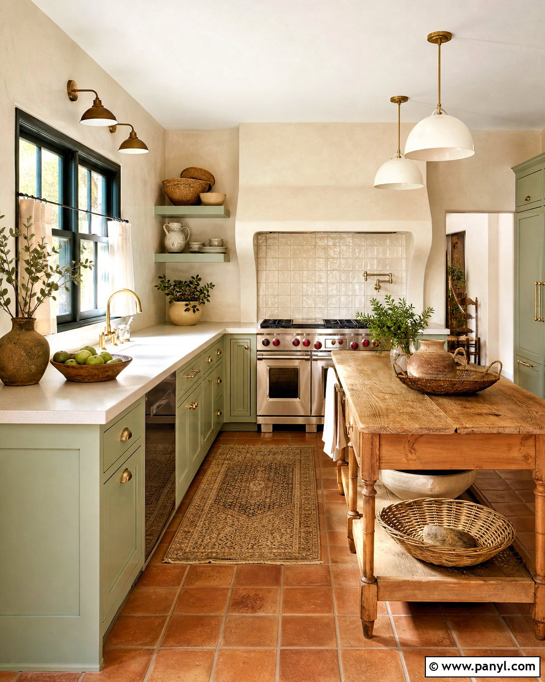 Light Green Kitchen With Terracotta Tile - 20 light green kitchen ideas