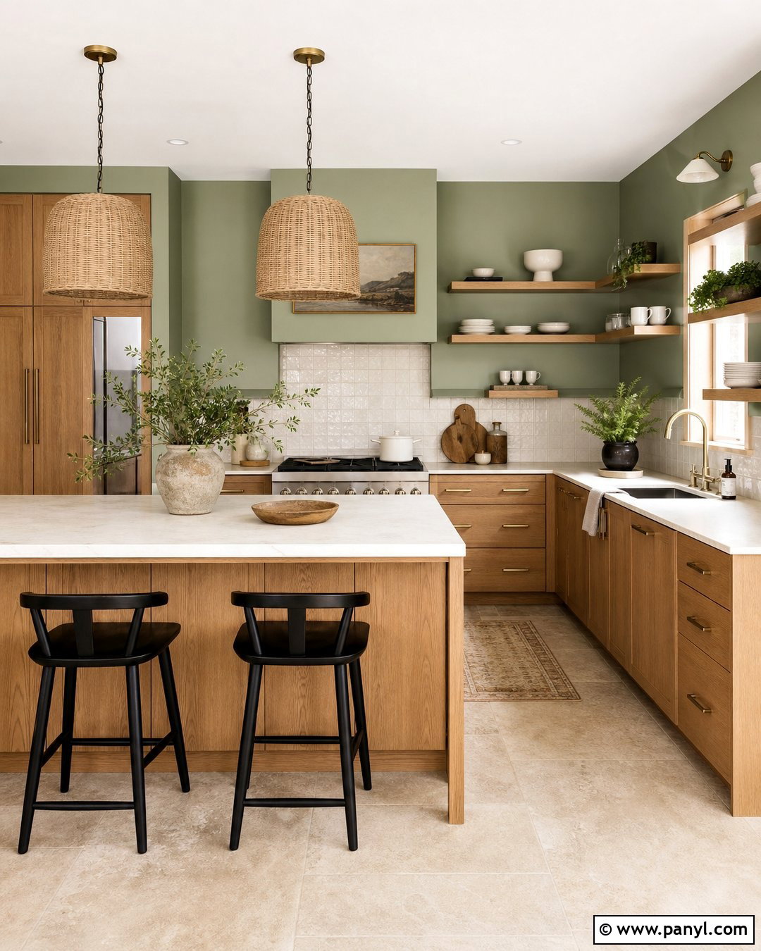 Light Green Kitchen With Wood Cabinets - 35 light green wall paint ideas