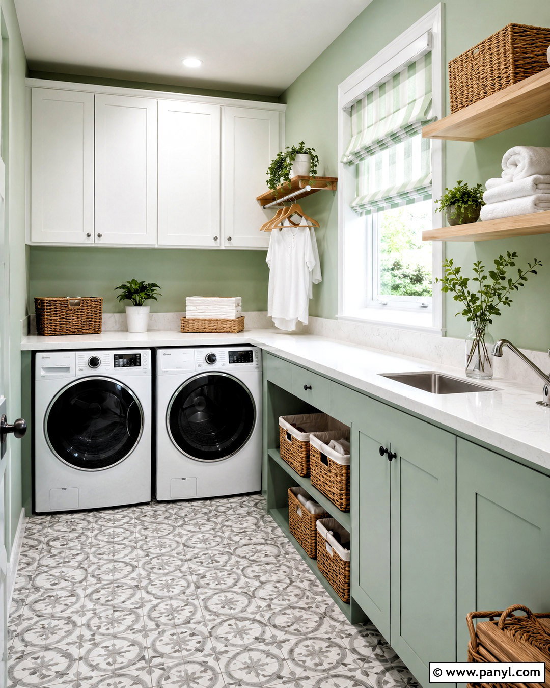 Light Green Laundry Room With White Cabinets - 20 light green rooms